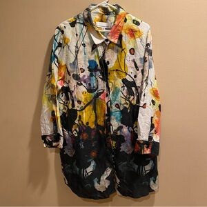 Caroline Rose Modern Art Linen Tunic women’s size 2X